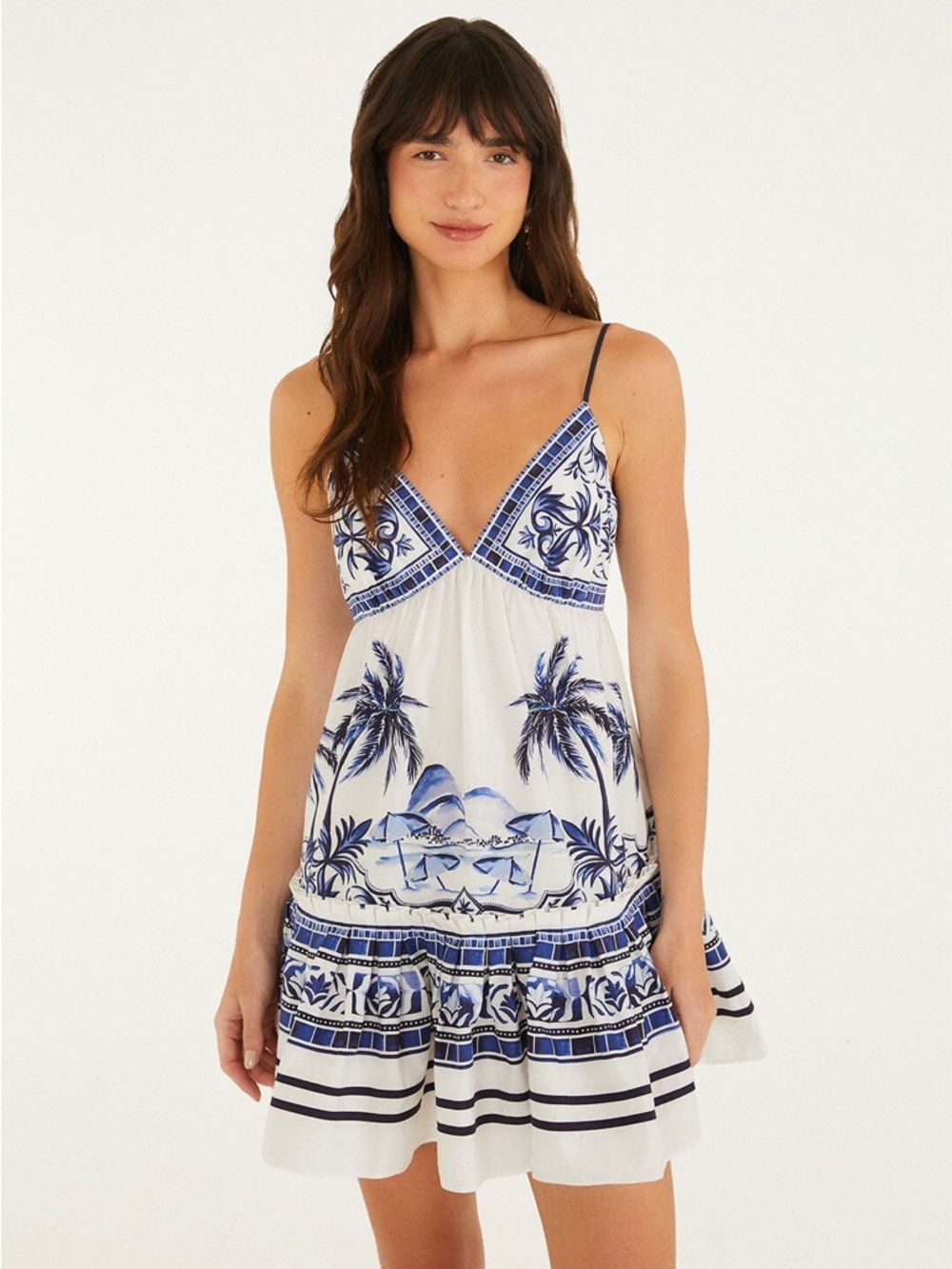 FARM Rio Off-White Wonderful City Mini Dress Size Medium NWT